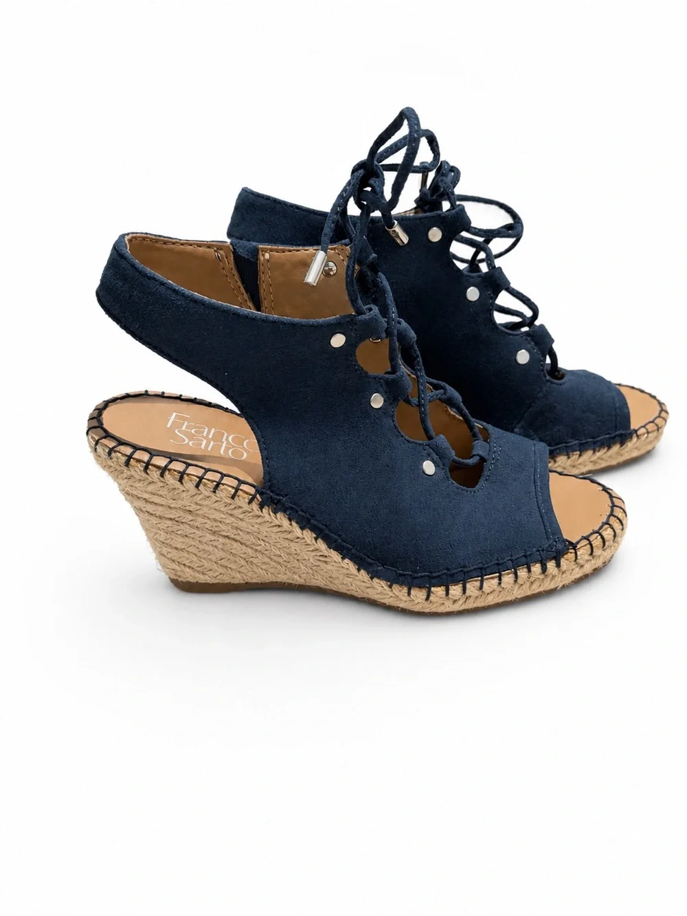 Franco Sarto NATALY Navy Espadrille Wedge Sandals – Size 5.5